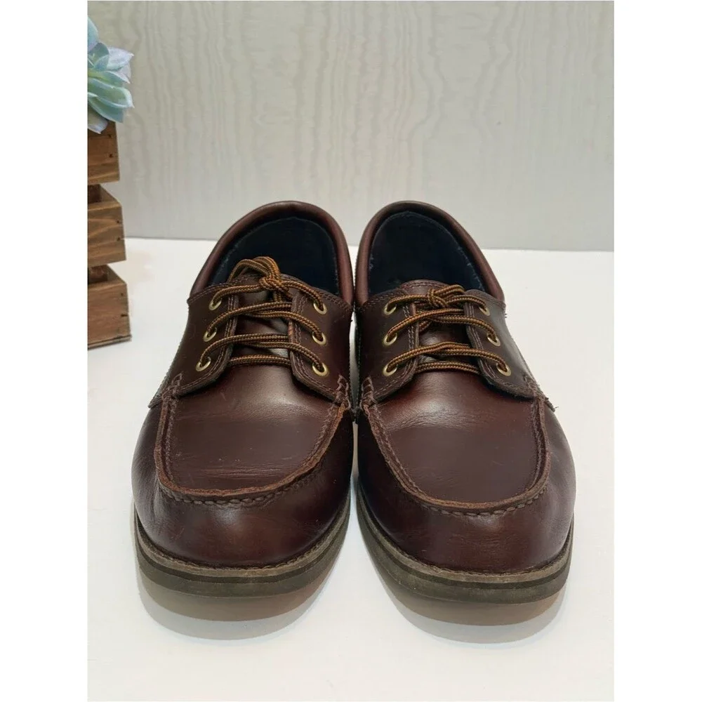 Timberland OrthoLite Classic Brown 3-Eye Leather Boat Shoes Men’s Sz 9.5